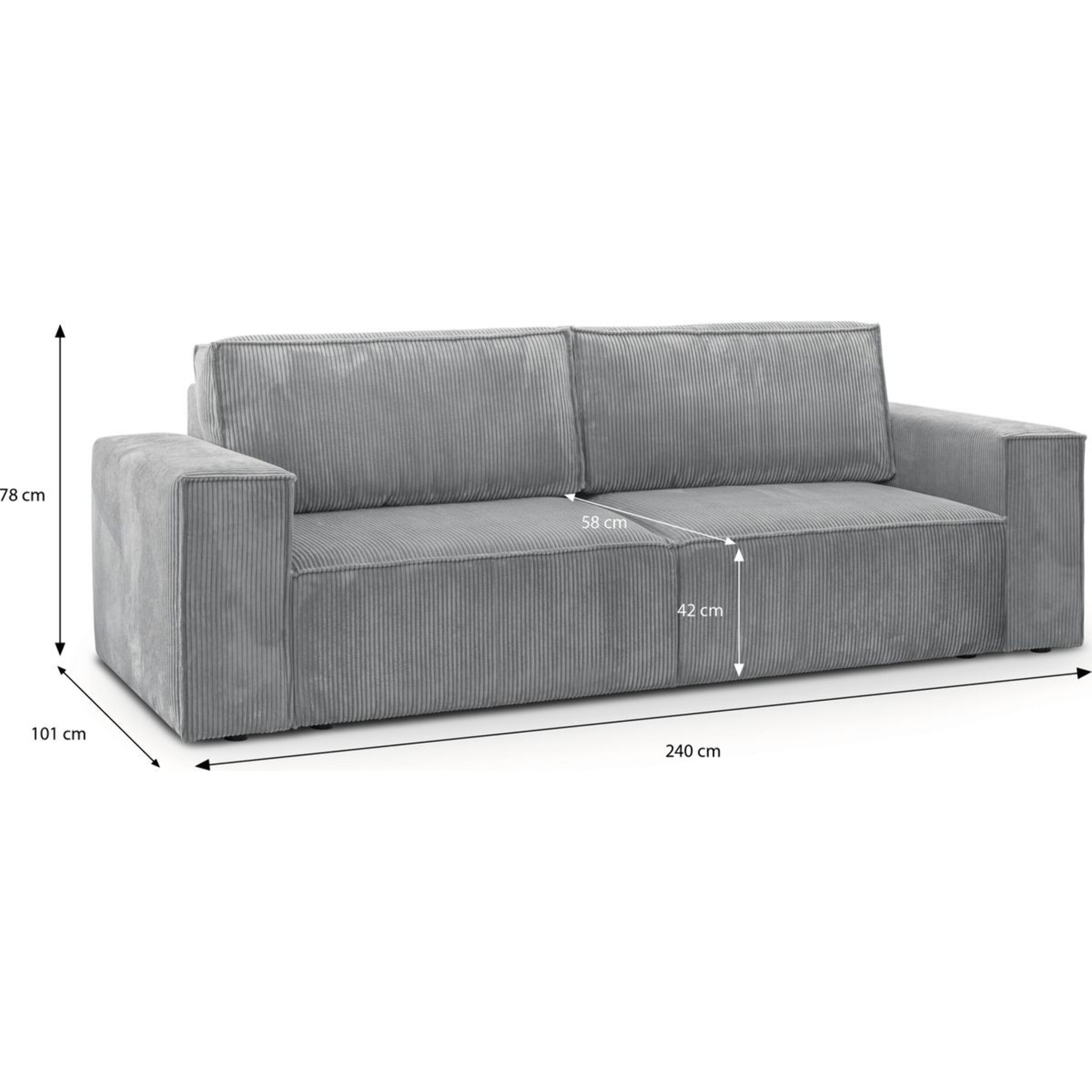 Canapé convertible 3 places en velours côtelé - HARPER