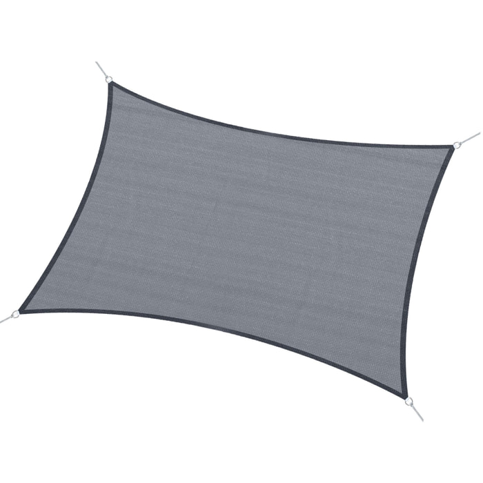 Voile d'ombrage rectangulaire 6L x 4l m HDPE gris