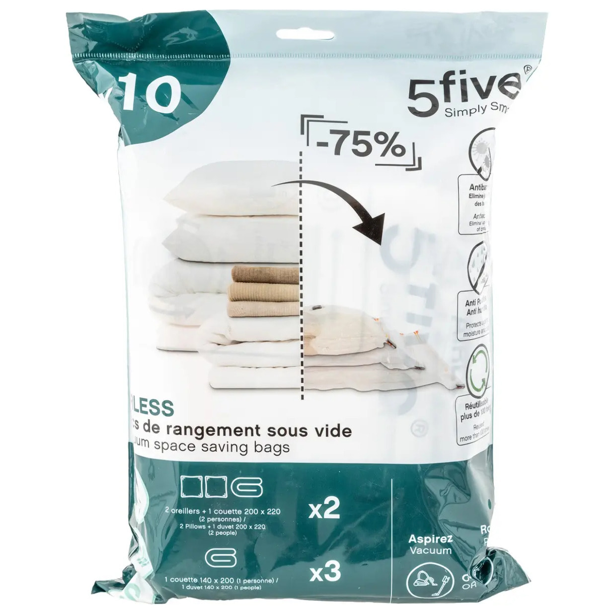 Lot de 10 sacs compresseurs "Air-Flat"