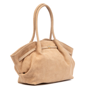 Baradili borsa a spalla donna. Pelle scamosciata autentica.