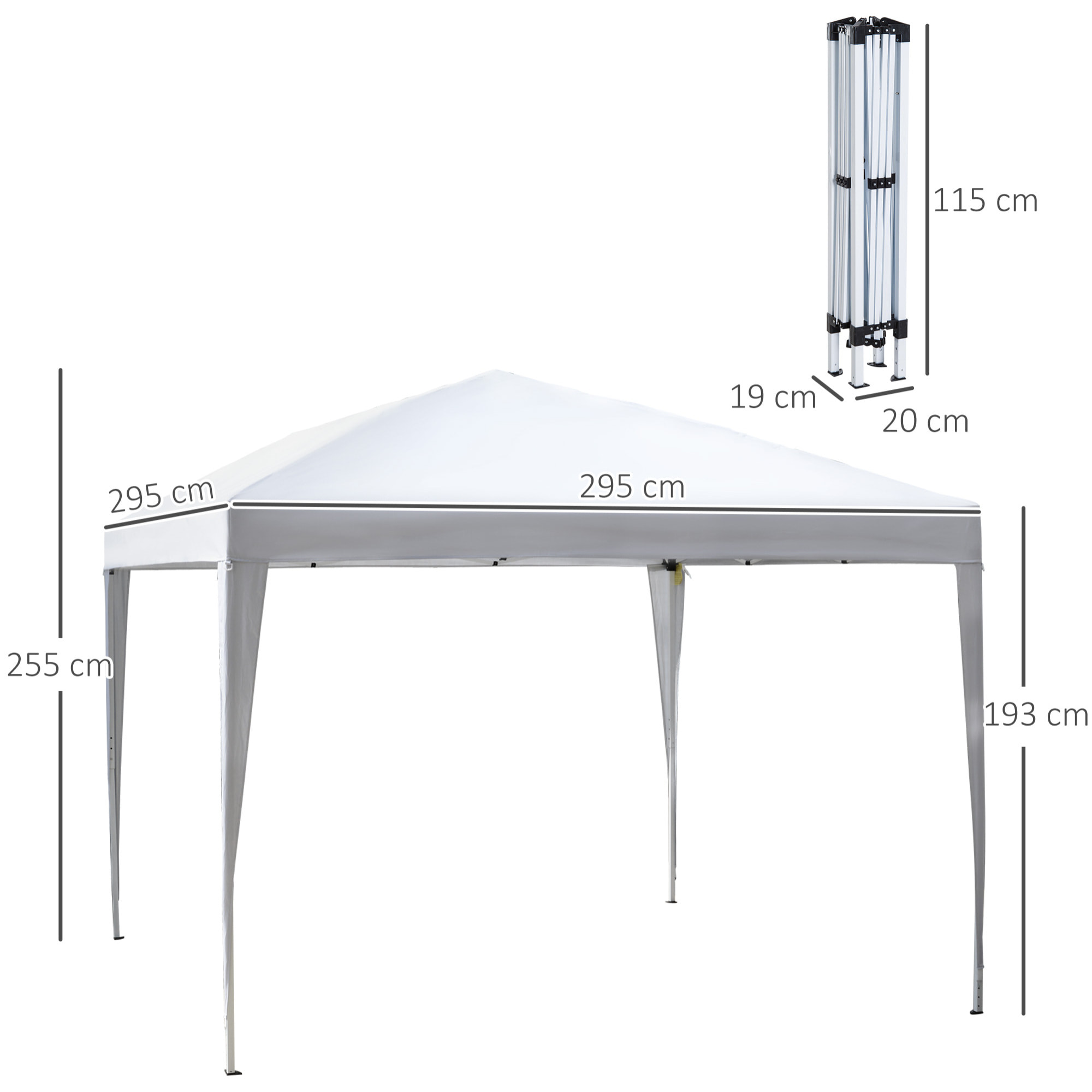 Outsunny Carpa Plegable 3x3 m Cenador de Jardín Gazebo con Bolsa de Transporte Altura Ajustable en 3 Niveles Anti-UV e Impermeable para Terraza Patio Playa Blanco