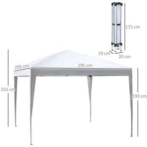 Outsunny Carpa Plegable 3x3 m Cenador de Jardín Gazebo con Bolsa de Transporte Altura Ajustable en 3 Niveles Anti-UV e Impermeable para Terraza Patio Playa Blanco