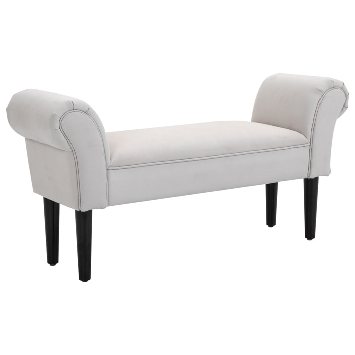 Taburete Pie de Cama Banqueta con Brazos Tapizada tipo Banco de Madera para Dormitorio Salón Recibidor 102x36x51cm Carga 130kg