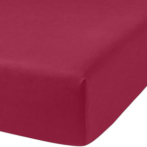 Drap Housse Coton 57fils Uni - Bonnet 35cm CERISE