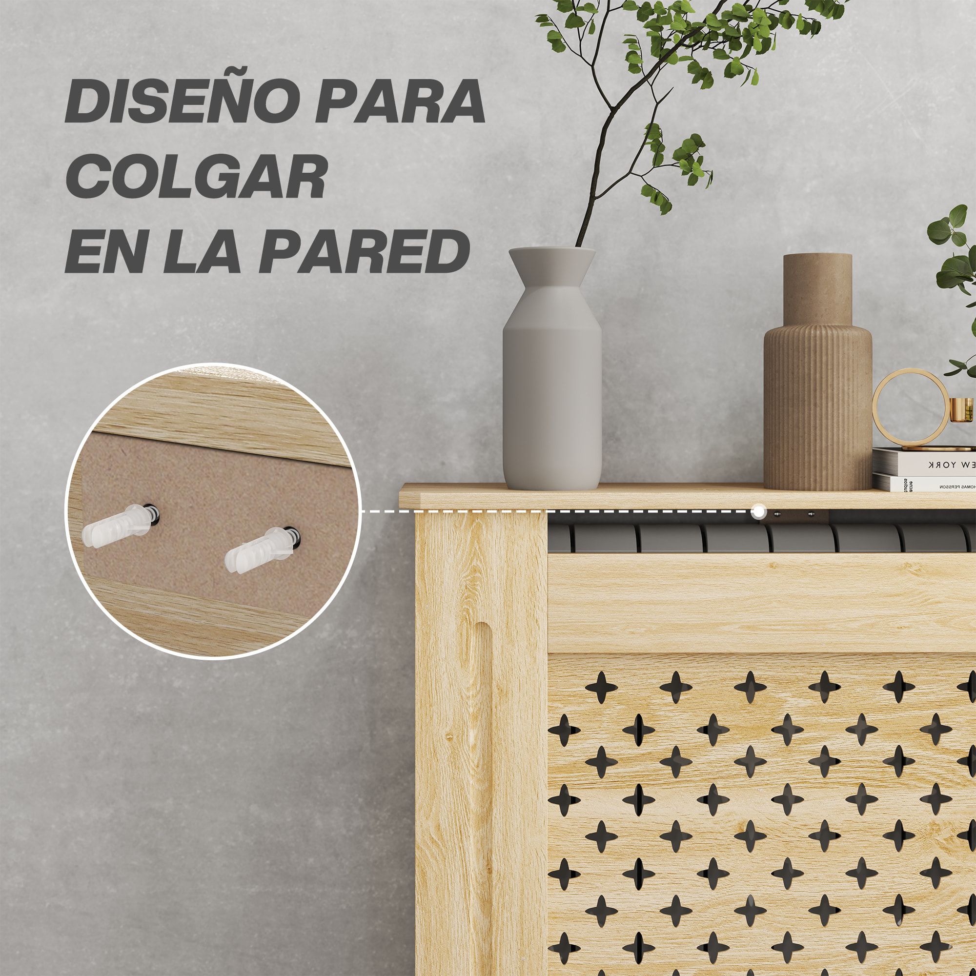 Cubre Radiadores Cubreradiador de MDF Cubierta para Radiador para Salón Dormitorio Pasillo 78x19x82 cm Roble