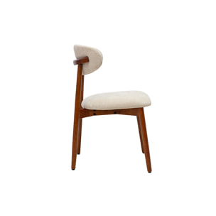 Chaises en tissu effet velours texturé beige et bois foncé noyer (lot de 2) SIAME