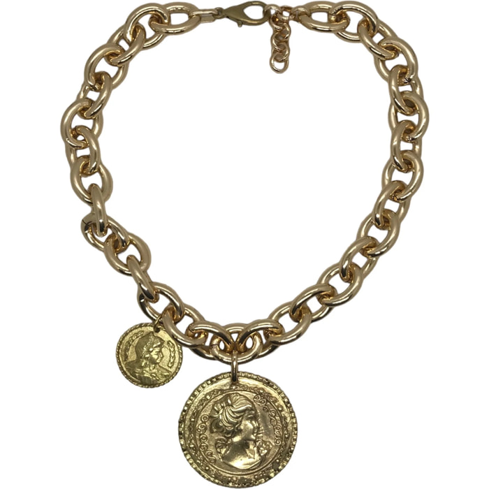 Collar dorado doble moneda irregular