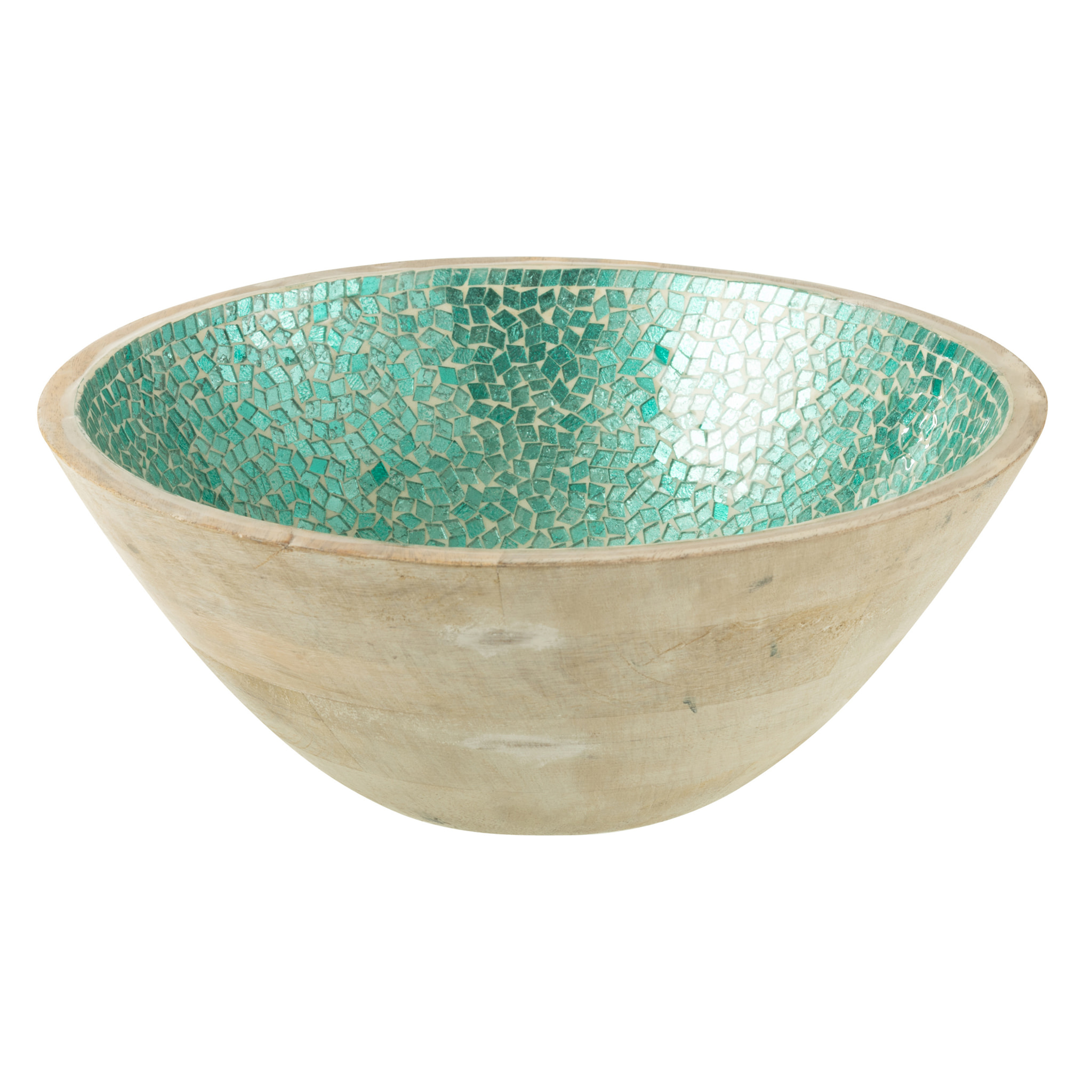 J-Line Bol Mosaique Bois De Manguier Vert Large