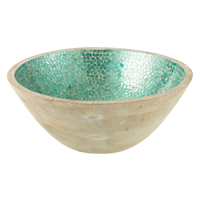 J-Line Bol Mosaique Bois De Manguier Vert Large