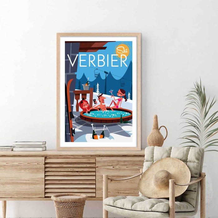 Poster de verbier Affiche + cadre en bois - Chêne