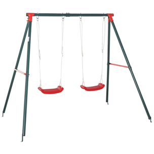 Columpio Doble para Niños +3 Años con Cuerdas Ajustables Carga 40kg Exterior