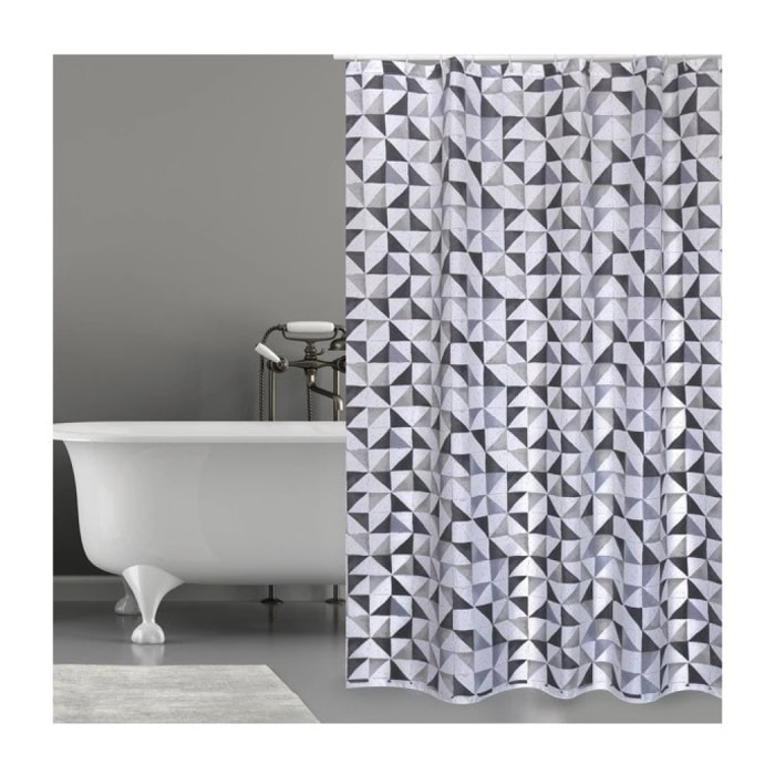 Rideau de douche Polyester CALULA 180x200cm QUALITE PREMIUM Gris - Anneaux inclus MSV