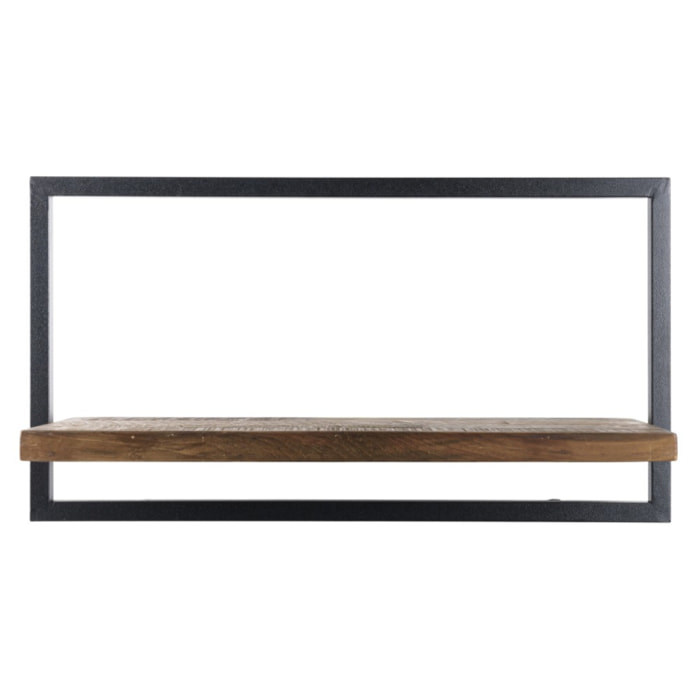 SIXTINE - Étagère murale 'L' 1 plateau teck recyclé marron structure métal noir