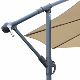 Parasol déporté rond Ø300cm  - Hardelot - Beige - Manivelle anti-retour | Toile déperlante | Facile à utiliser