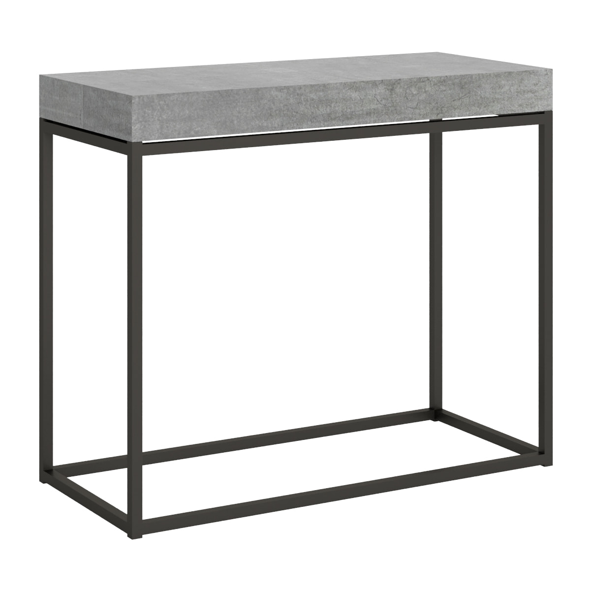 Console extensible 90x40/196 cm Nordica Small Gris Béton cadre Anthracite