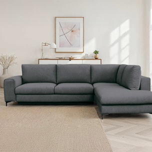 Canapé d'Angle Droit Tissu Fiesole, 3 Places, Couchage Intégré, Coffre de Rangement, Housse Déhoussable
