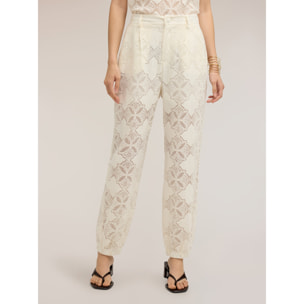 Motivi - Pantalones jogging de encaje - Blanco