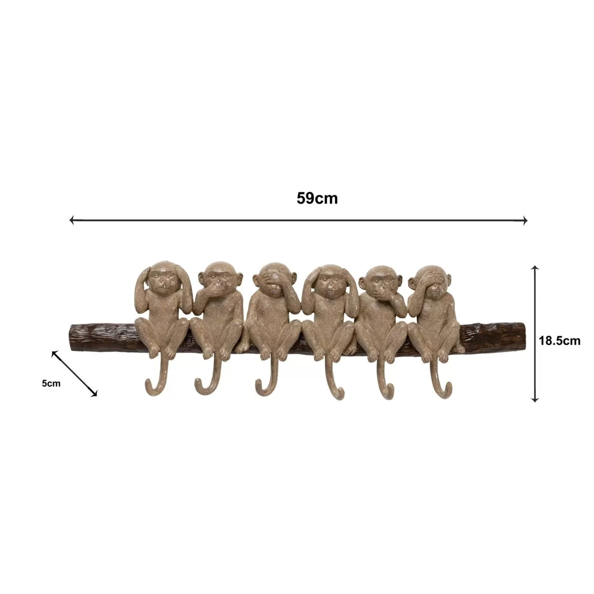 Portemanteau mural singes de la sagesse 59cm Kare Design