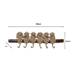 Portemanteau mural singes de la sagesse 59cm Kare Design
