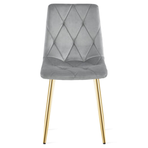 Sedia Libra in Velluto Grigio Chiaro con Gambe Oro