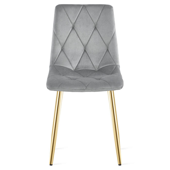 Sedia Libra in Velluto Grigio Chiaro con Gambe Oro