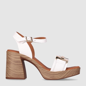 Sandalias de Piel - Blanco - Tacón: 6 cm