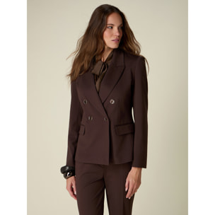 Oltre - Blazer doppiopetto in punto milano - Marrone