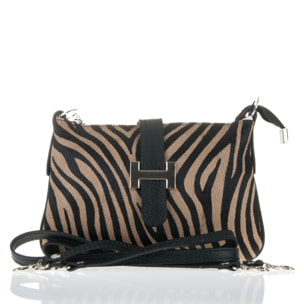 FIRENZE ARTEGIANI Borsa a Mano da Donna Acquasparta Vera Pelle di Cavallino Dollaro Made in Italy 24x2x14 Cm. Colore: tigre