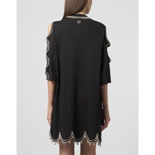 PHILIPP PLEIN Mini T-Shirt Dress Crystal Waves