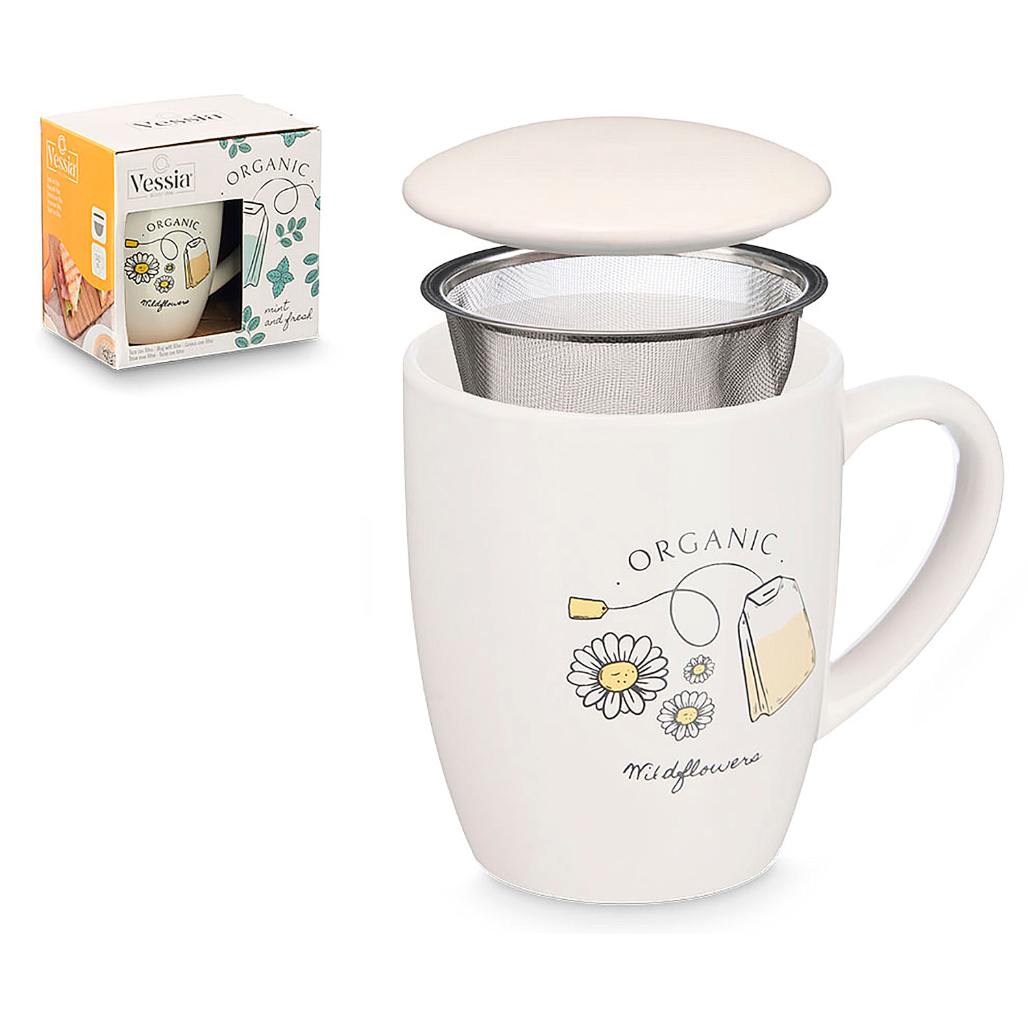 Set di 2 tazze in porcellana design Organic. Capacità di 340 ml. Assortimento di 2 design.