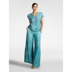 Elena Mirò - Pantalones palazzo estampados - Light - blue