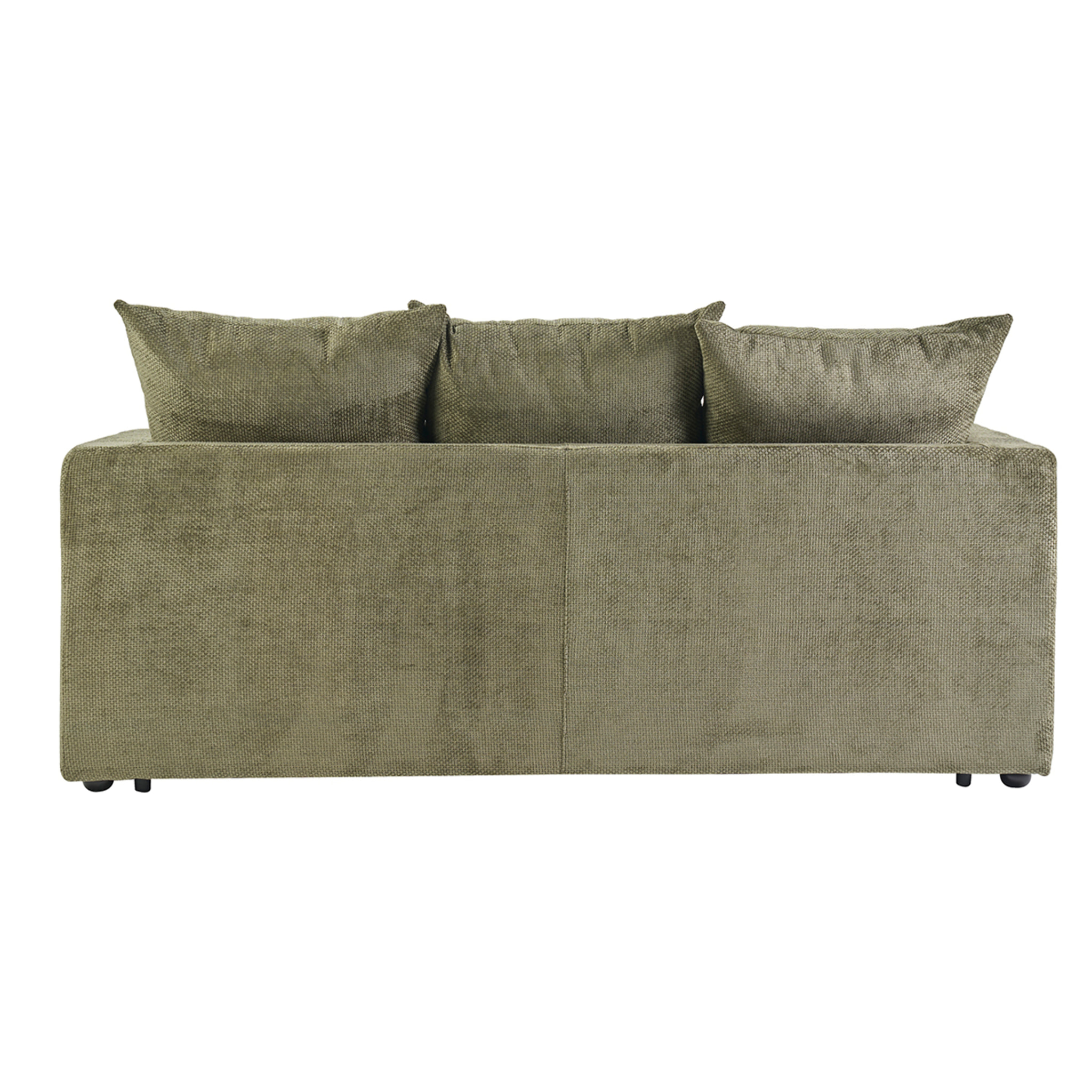 Canapé convertible 3 places en tissu velours chenille vert kaki avec matelas 13 cm BACIO