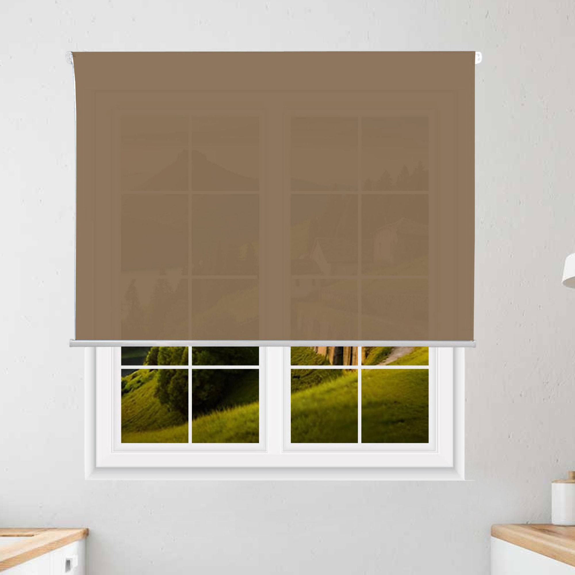 Well home estor enrollable translúcido liso - marrón claro, 180 x 110cm (ancho x largo)/tamaño de la tela 177 x 105cm
