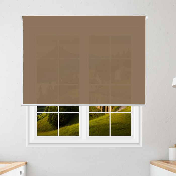 Well home estor enrollable translúcido liso - marrón claro, 180 x 110cm (ancho x largo)/tamaño de la tela 177 x 105cm