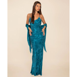Vestido largo lencero de tirantes y escote en pico