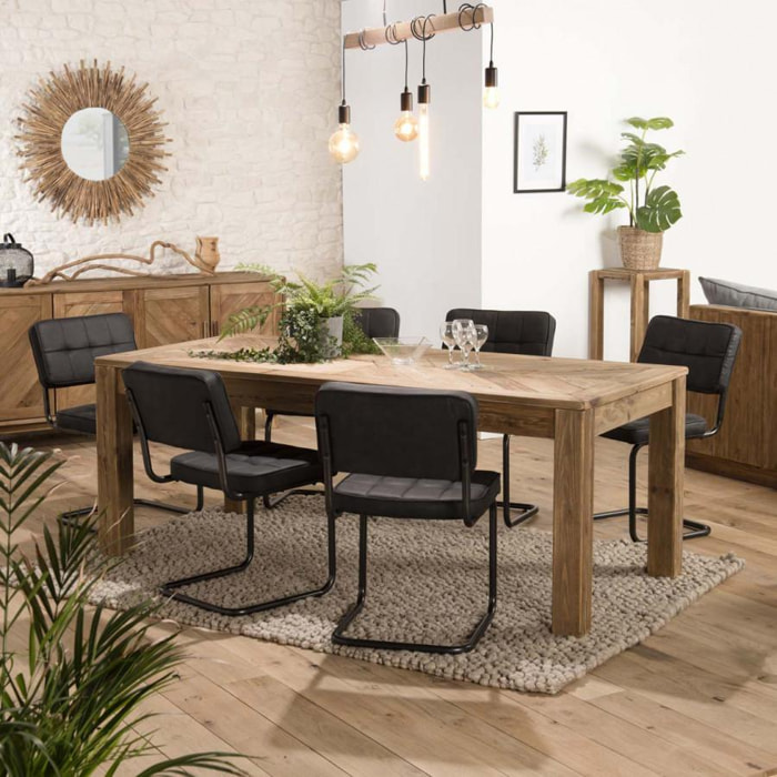 ANDRIAN - Table à manger rectangulaire marron 200x90cm bois Pin recyclé