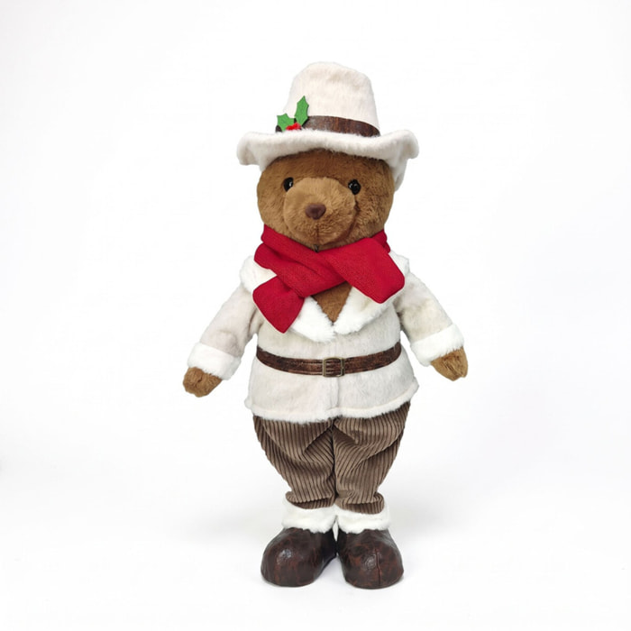 Orso natalizio decorativo con abito panna - Multicolore