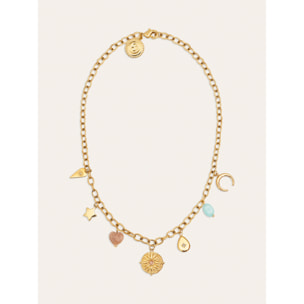 Collana Multicharms Soleil  in Acciaio Placcato Oro