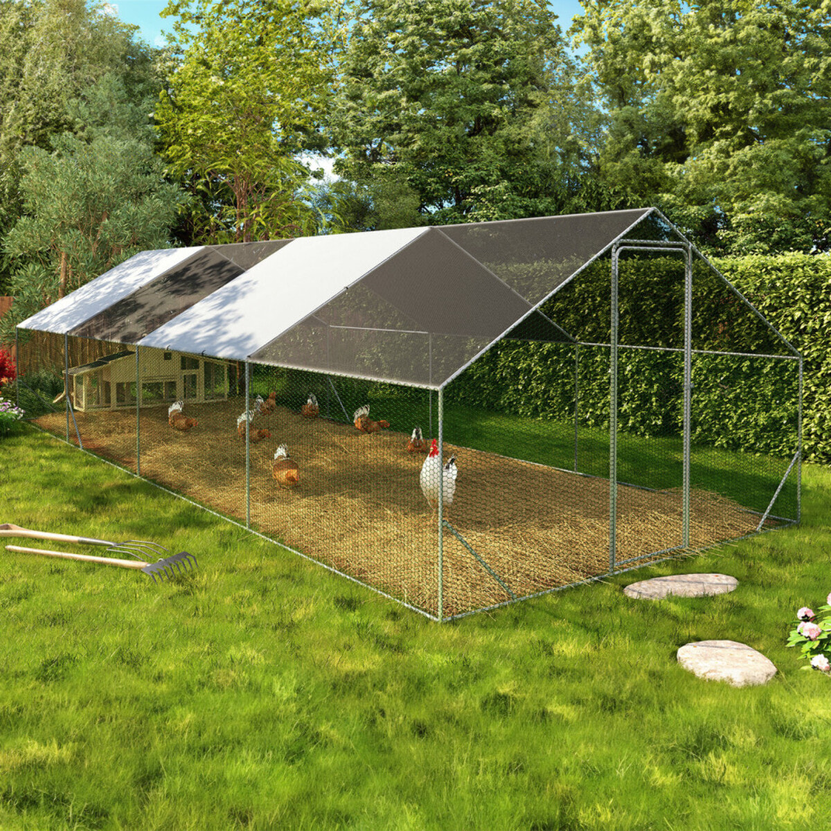 Enclos grillagé pour poules 24m² - 3x8m