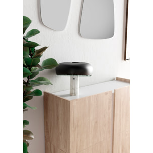 Zapatero Odda melamina roble claro detalle blanco 90x95x35 cm