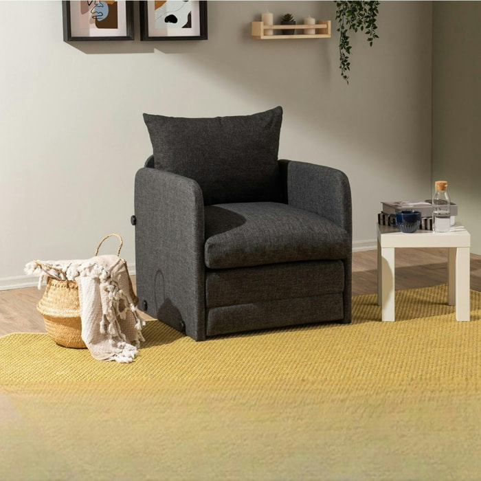 Fauteuil convertible gris foncé lin couchage 200 cm ORURO