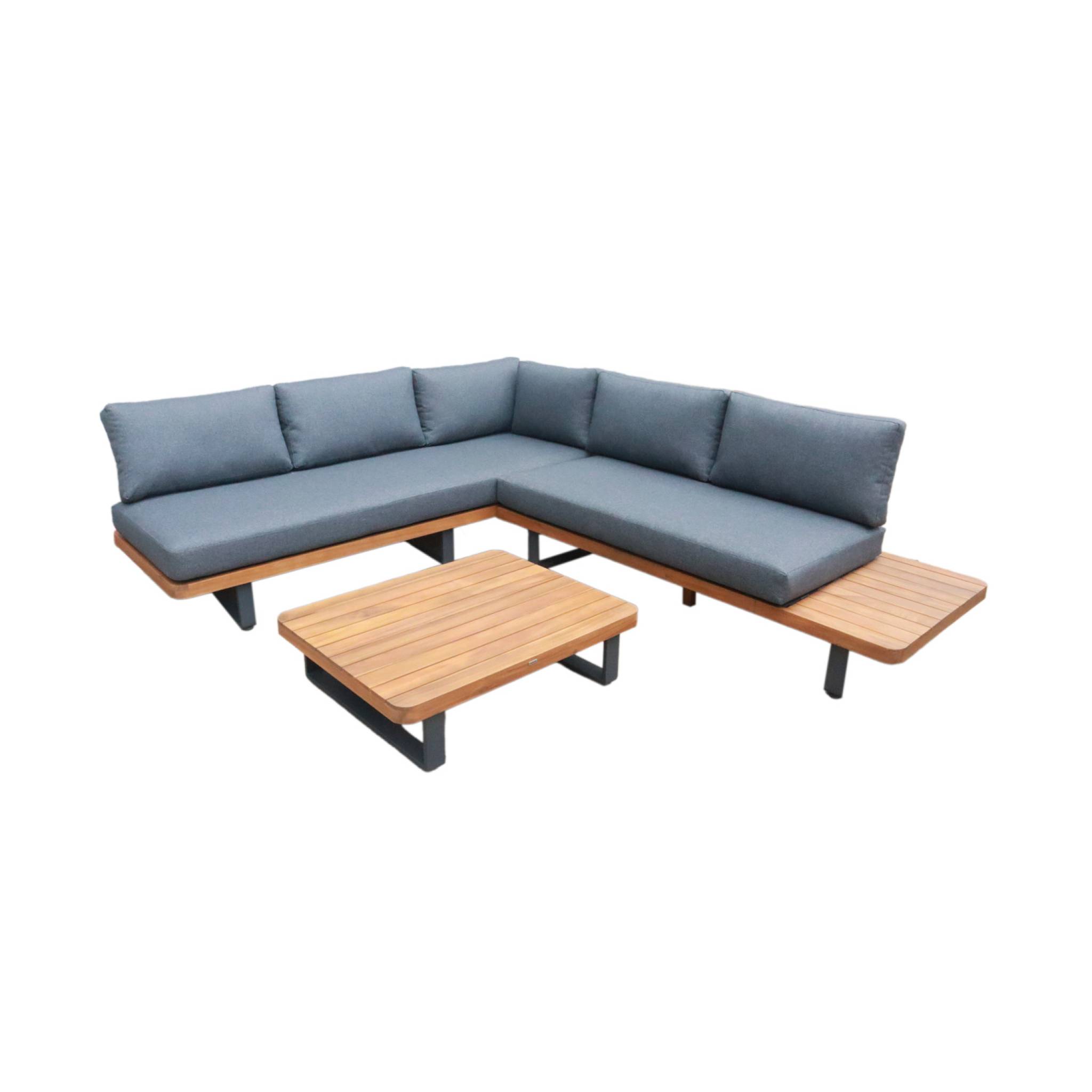 Salon de jardin d'angle bois d'acacia et aluminium 5 places ACALIA LATIKA