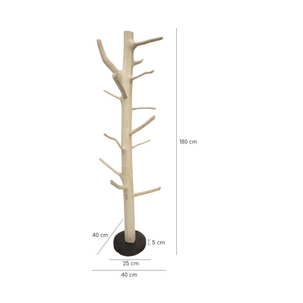 Porte manteau sur pied en bois massif de teck brut H180cm - KEDI