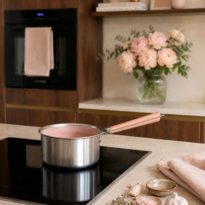 Casserole 16cm en acier inoxydable rose AGLAE