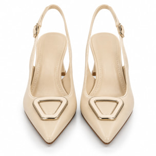 Dècolletè slingback con tacco basso a rocchetto e dettaglio sulla punta