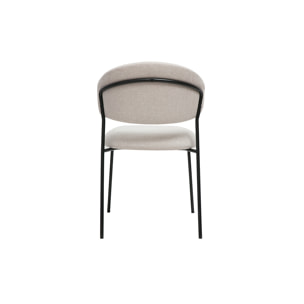 Chaises en tissu effet velours texturé beige et métal noir (lot de 2) BENTA