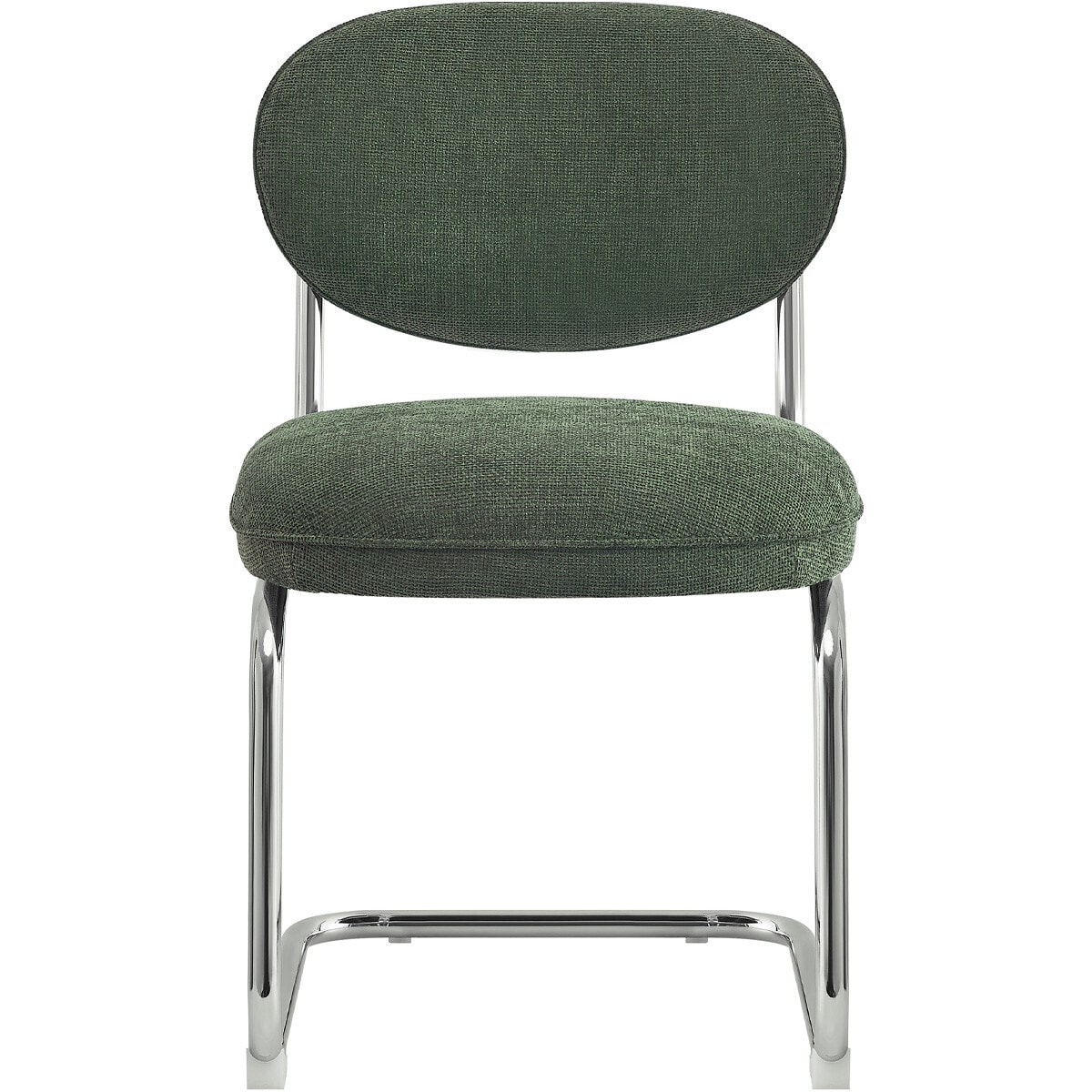 Lot de 2 chaises de salle à manger chromées en tissu chenille - LOU