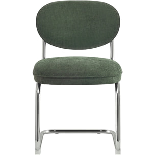 Lot de 2 chaises de salle à manger chromées en tissu chenille - LOU