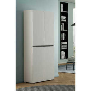 Armadio multiuso grande Arro, Scarpiera con ripiani regolabili, Mobile porta scarpe a 4 ante, 100% Made in Italy, 80x37h195 cm, Bianco