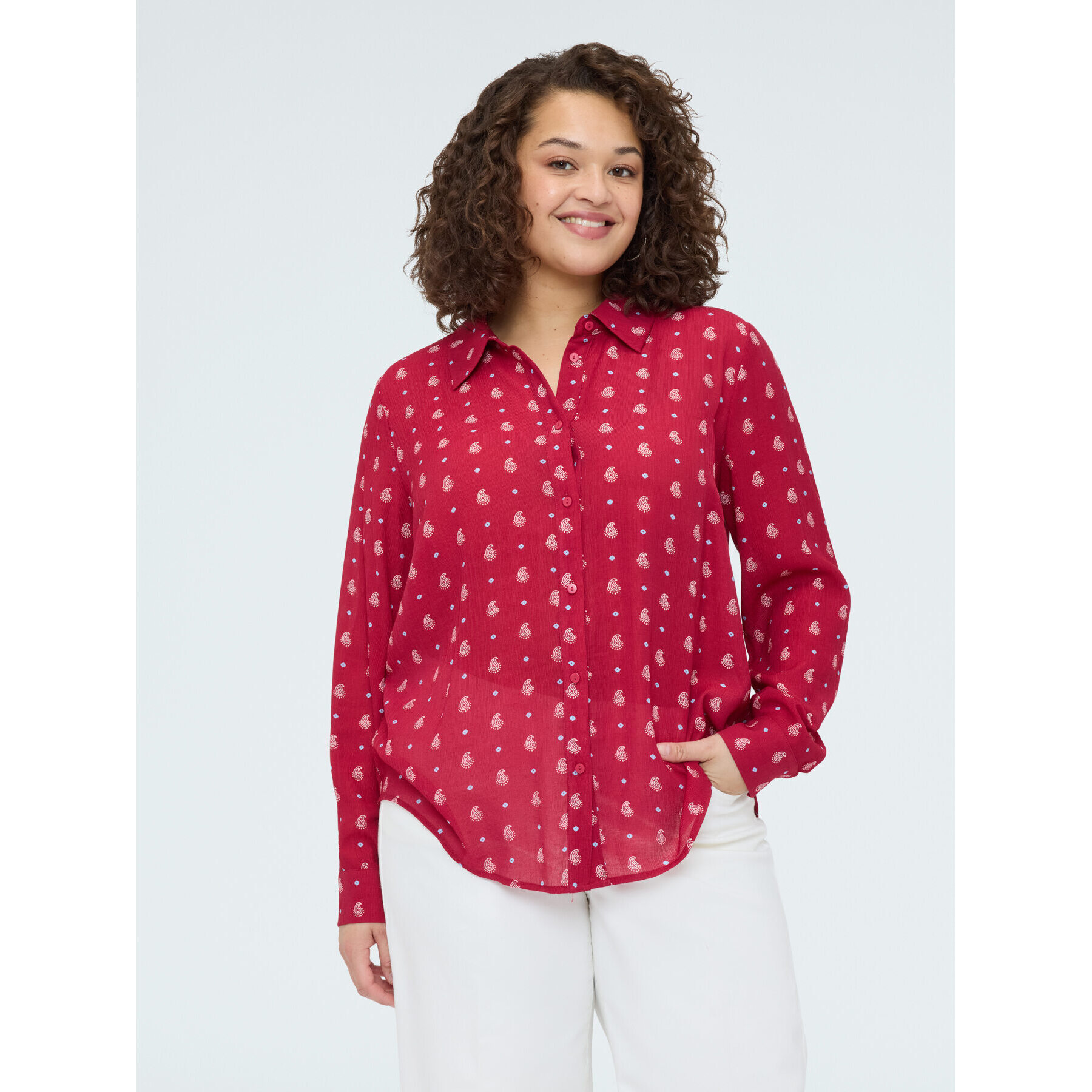 Fiorella Rubino - Camicia stampa micro paisley - Rosso